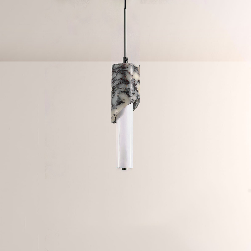 Lionel Sculpted Marble-Wrap Cylinder Pendant