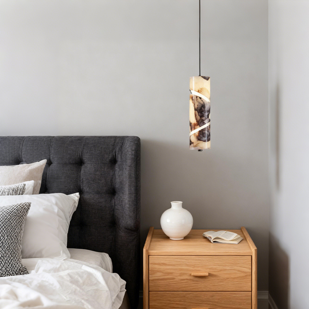 Lionel Swirl-Accent Marble Cylinder Pendant