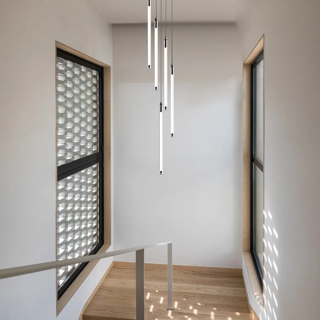 Contemporary Staircase Chandelier Spiral Tube Ceiling Light