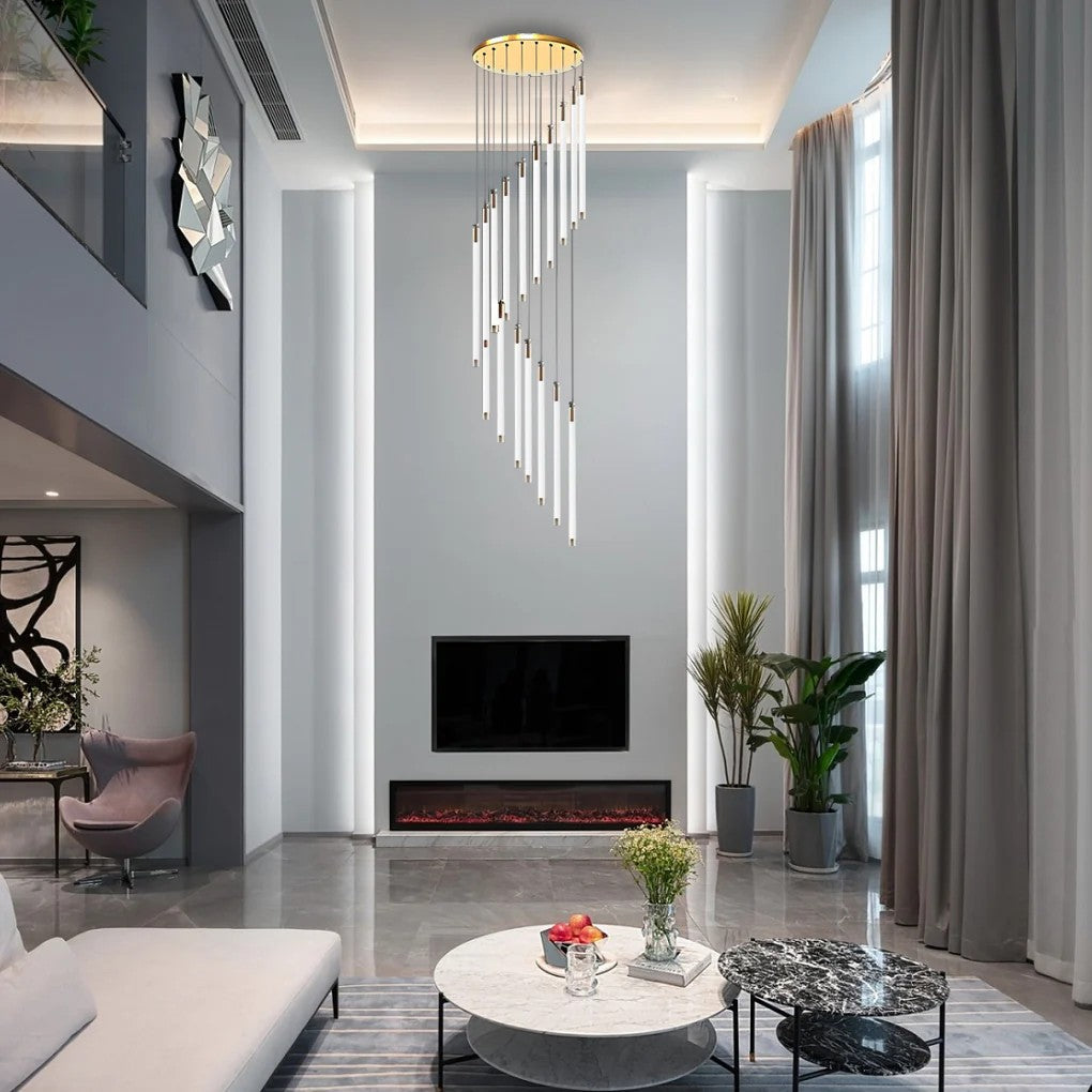 Contemporary Staircase Chandelier Spiral Tube Ceiling Light
