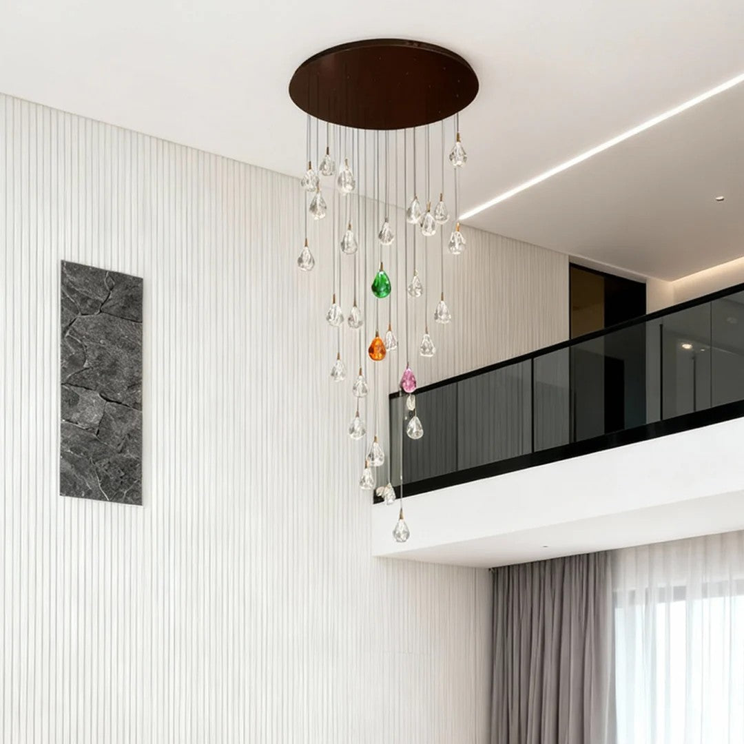 Crystal Chandelier for Staircase Luxury LED Ceiling Light