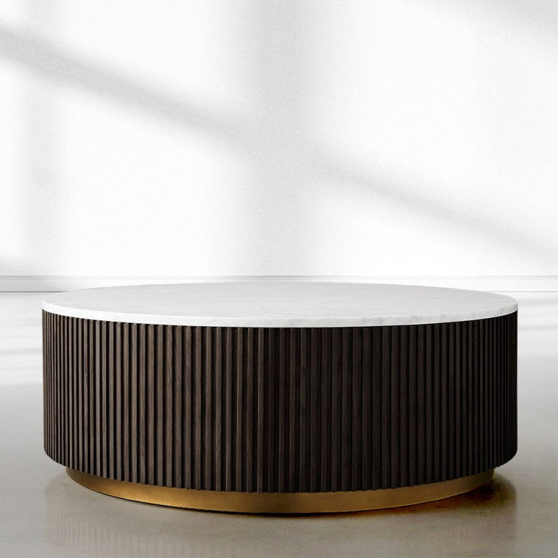 Finnley Marble Round Coffee Table For Living Room