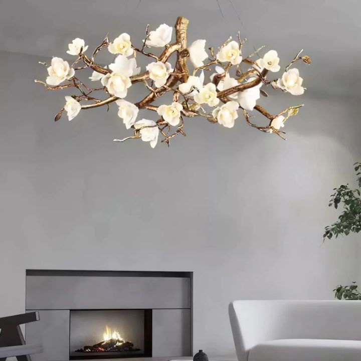 Flower Bloom Branch Brass Chandelier - thebelacan