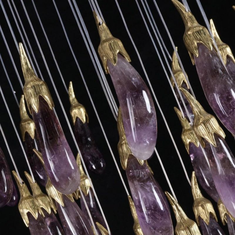 Gidyn Rock Crystal Eggplant chandelier