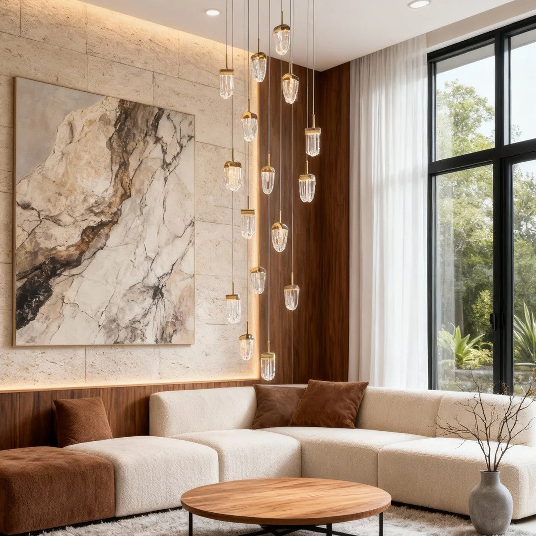 Gold Staircase Chandelier Modern Creative Luxury Ceiling Light