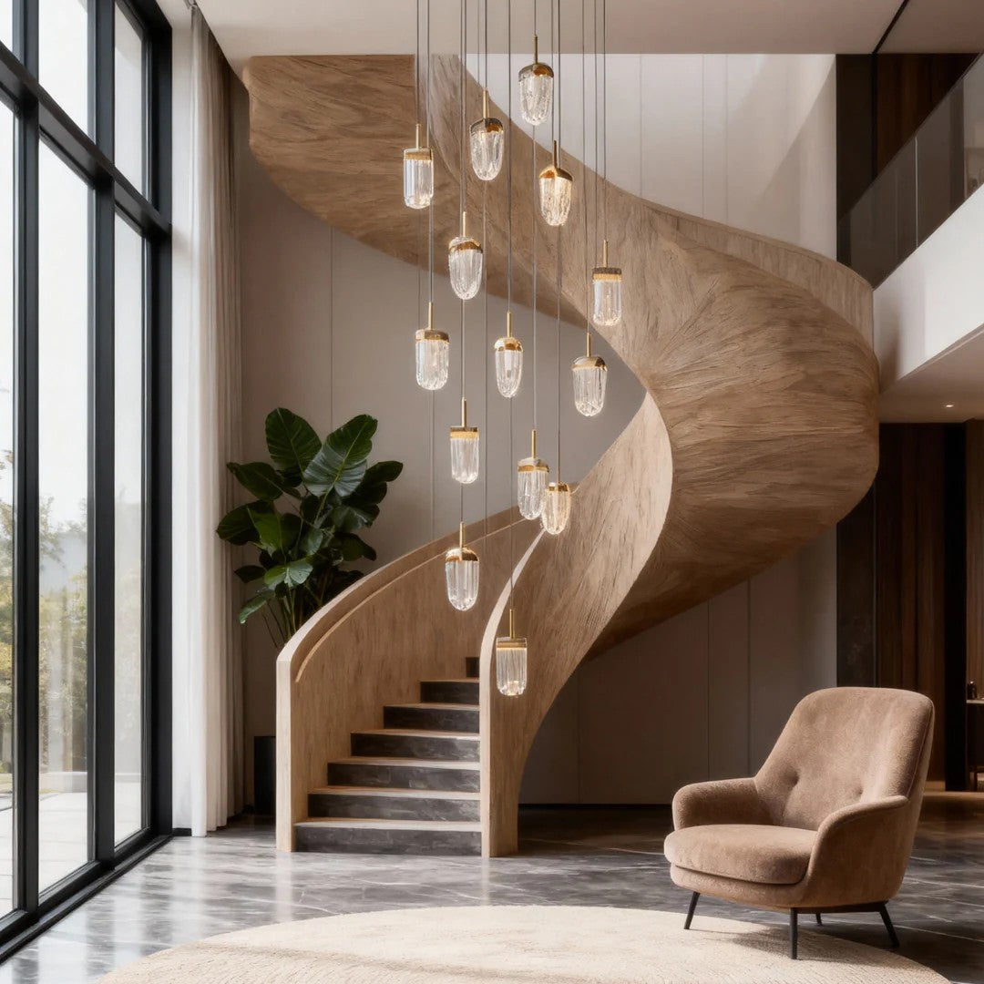 Gold Staircase Chandelier Modern Creative Luxury Ceiling Light