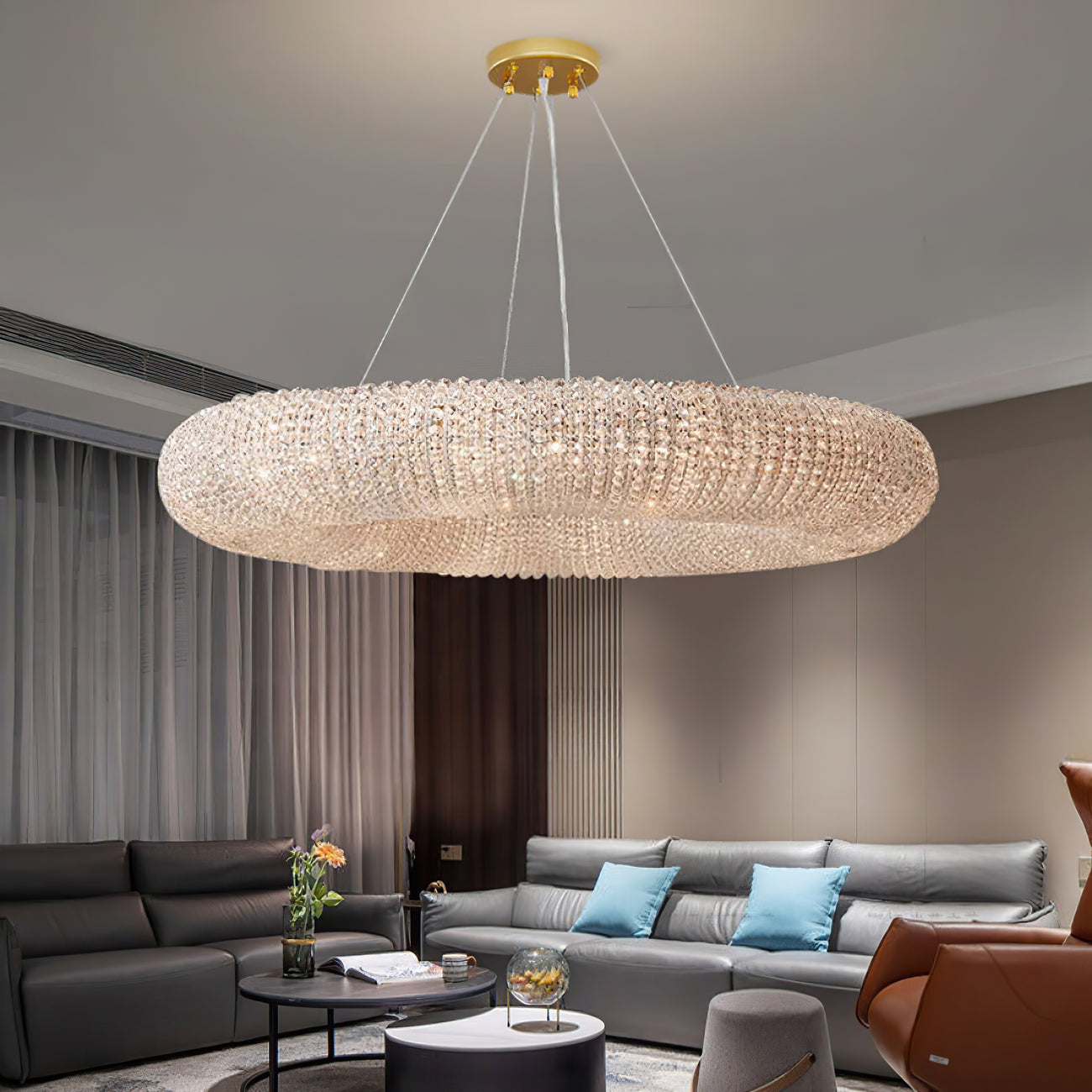 Halo Crystal Round LED Chandelier 72"