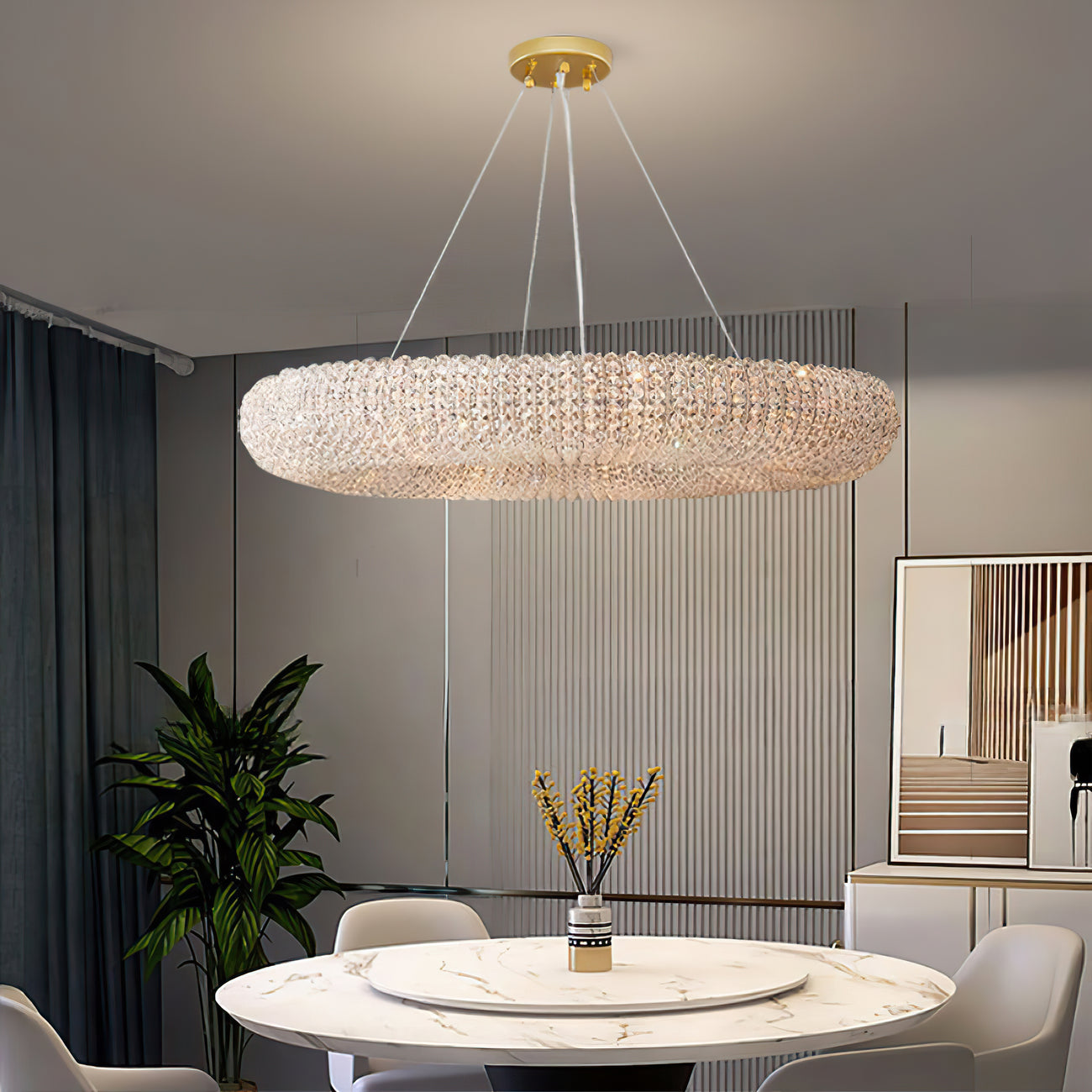 Halo Crystal Round LED Chandelier 72"