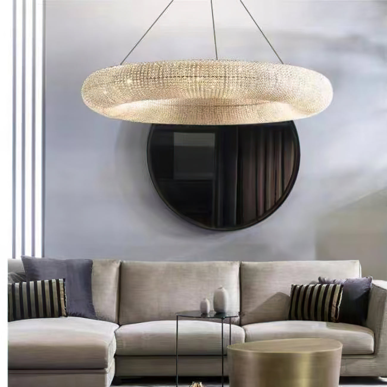 Halo Crystal Round LED Chandelier 72"