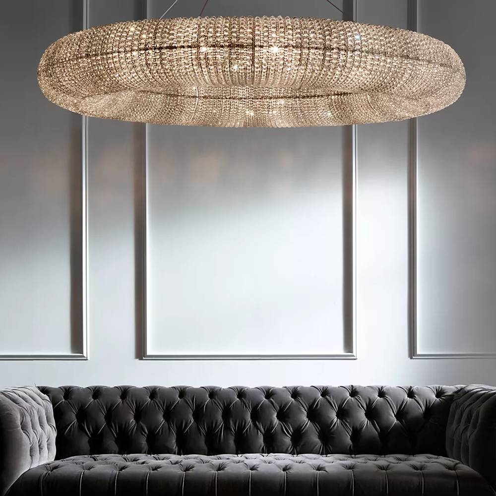Halo Crystal Round LED Chandelier 72"