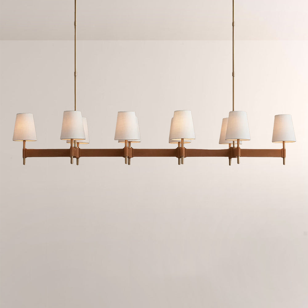 Havena Leather Brass Linear Chandelier