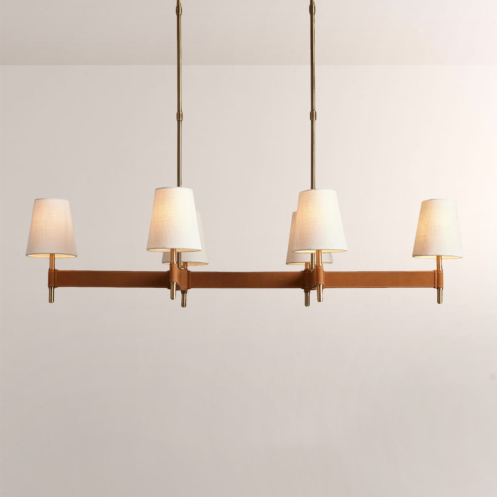 Havena Leather Brass Linear Chandelier