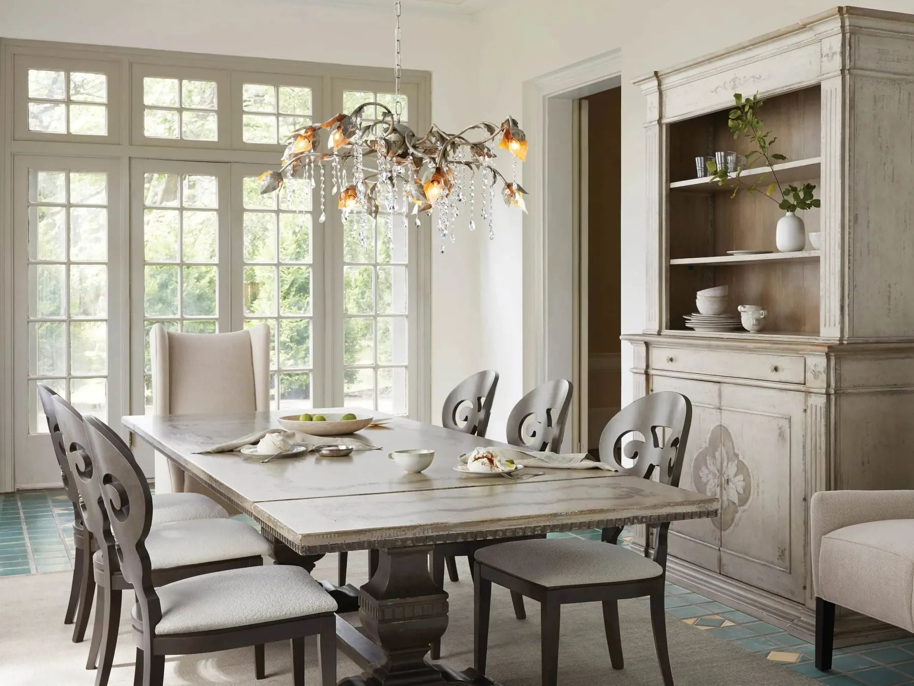 Kalira Crystal Rectangular Chandelier 61"  71“ - Silver