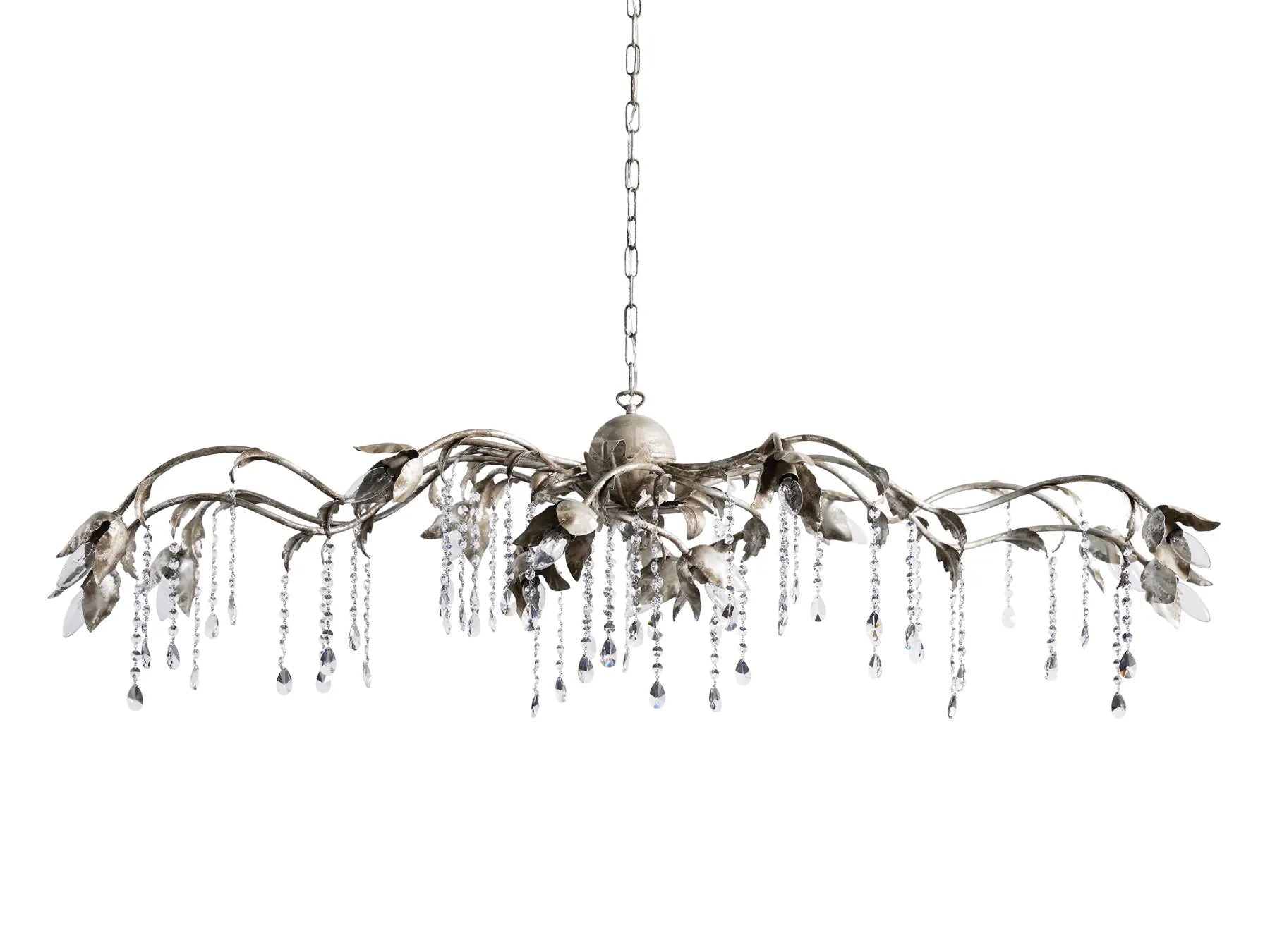 Kalira Crystal Rectangular Chandelier 61"  71“ - Silver