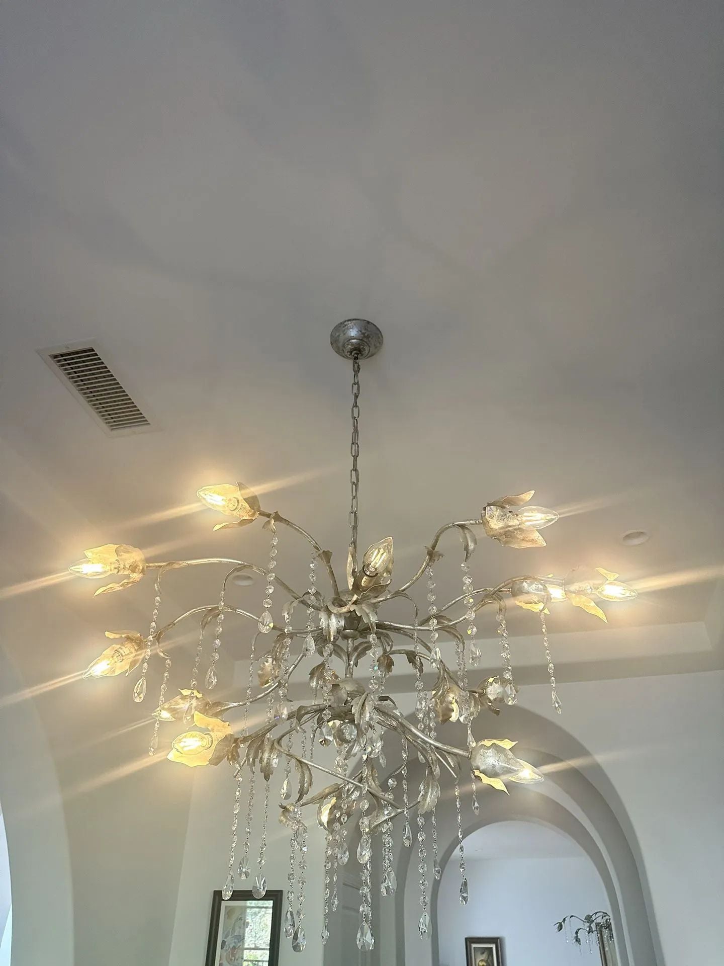 Kalira Crystal Round Chandelier  40" D- Silver