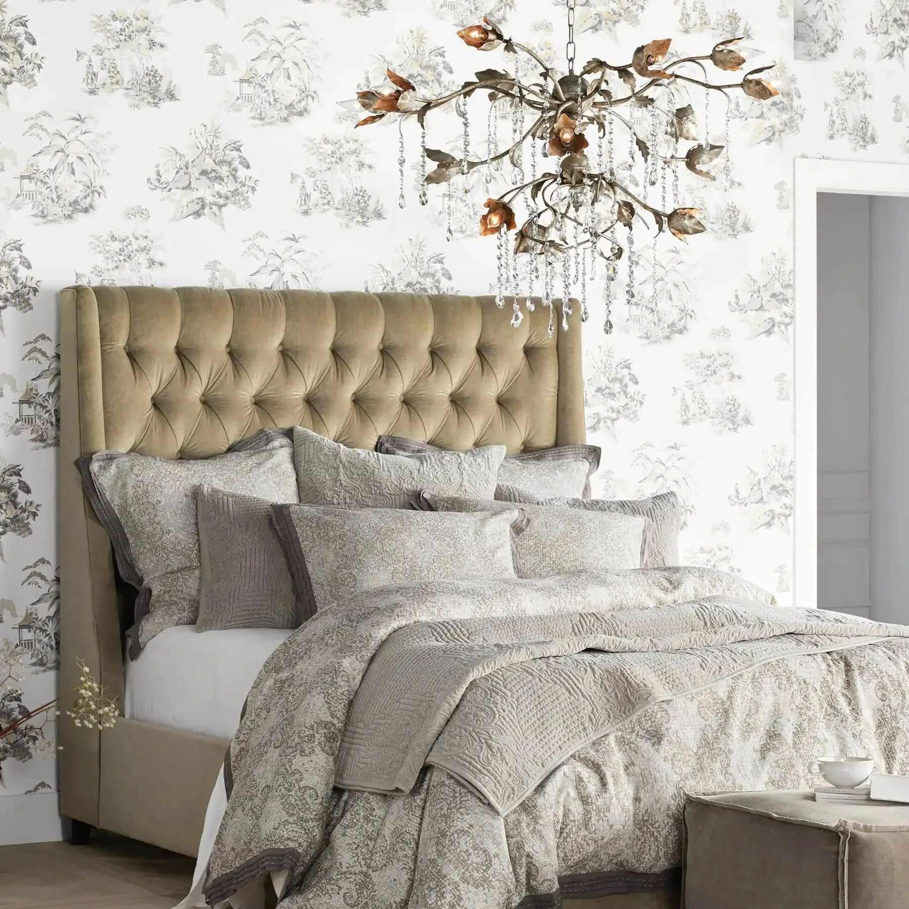 Kalira Crystal Round Chandelier  40" D- Silver