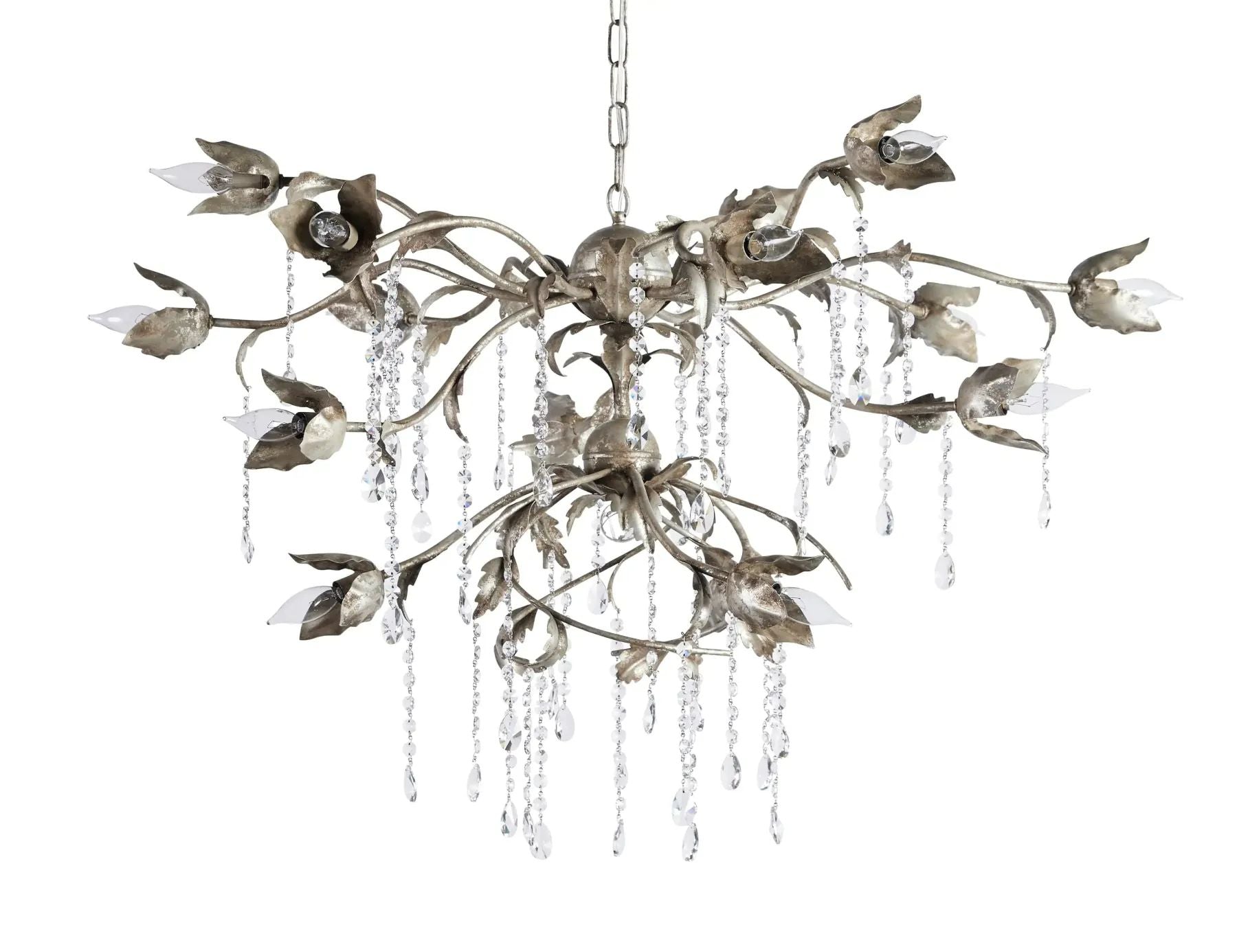 Kalira Crystal Round Chandelier  40" D- Silver