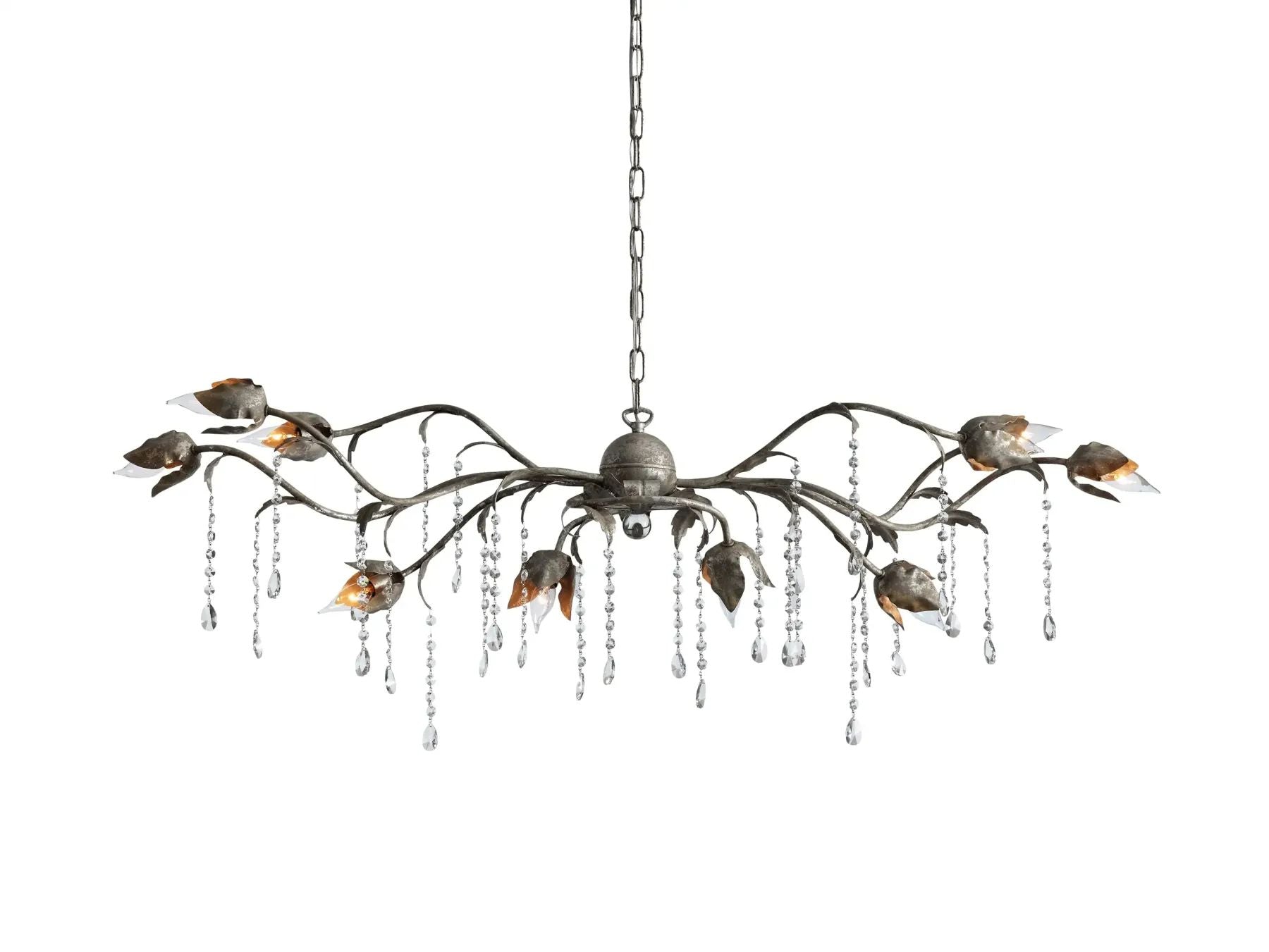 Kalira Crystal Rectangular Chandelier 52"- Silver