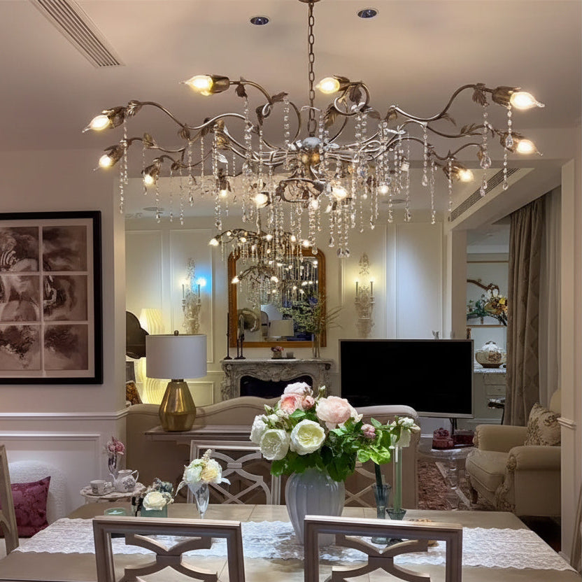 Kalira Crystal Round Chandelier  40" D- Silver