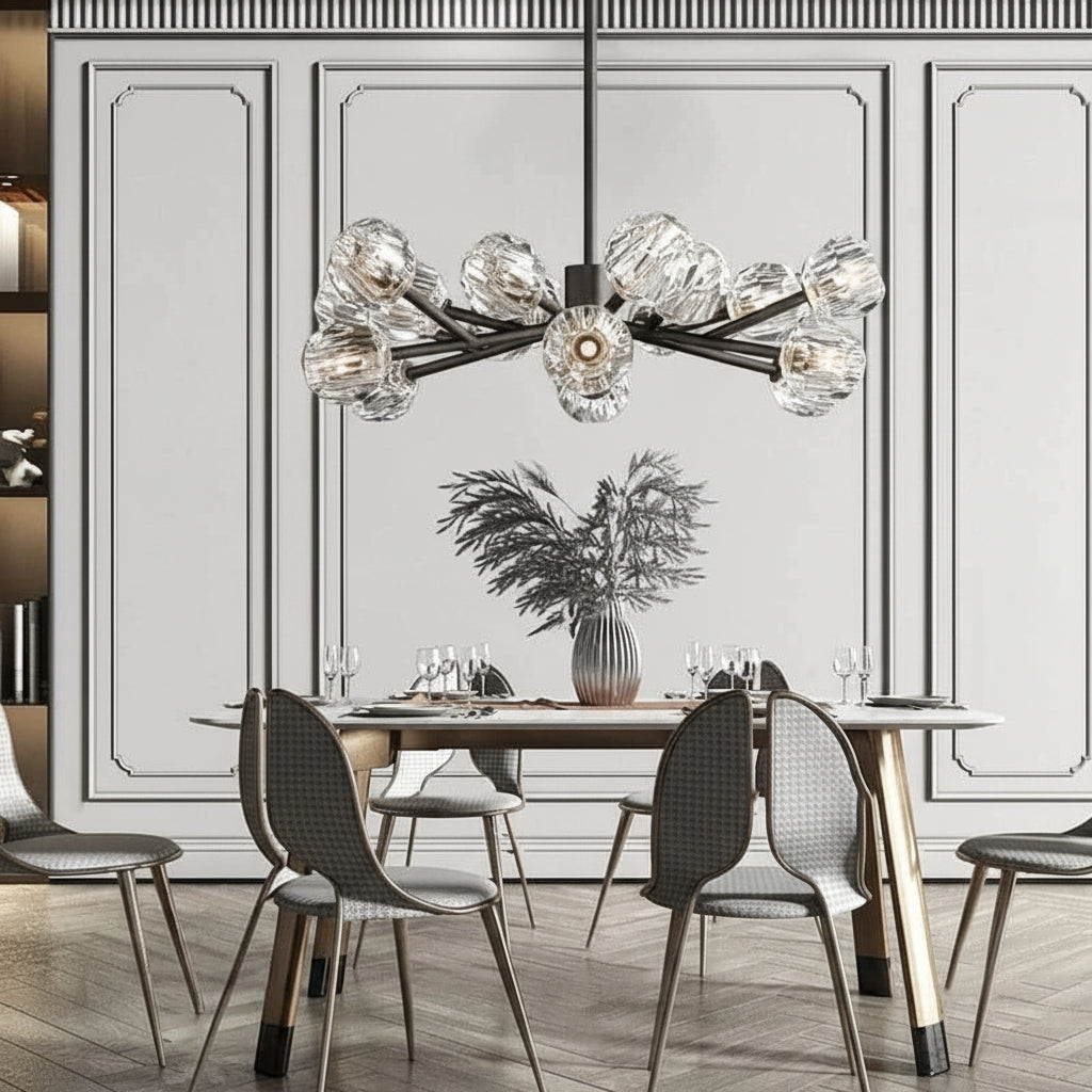 Crepura Glass Round Chandelier 36" - kimoylights