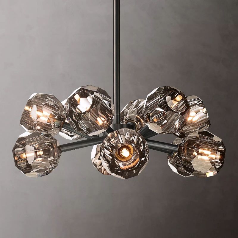 Crepura Smoke Glass Round Chandelier 24" - kimoylights