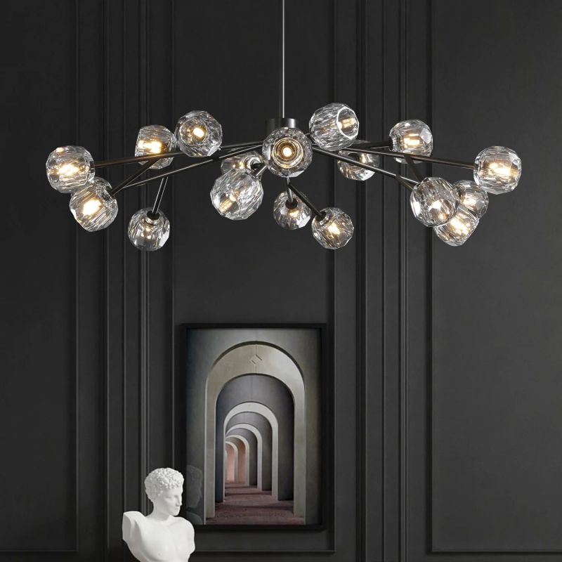 Crepura Glass Round Chandelier 48" - kimoylights