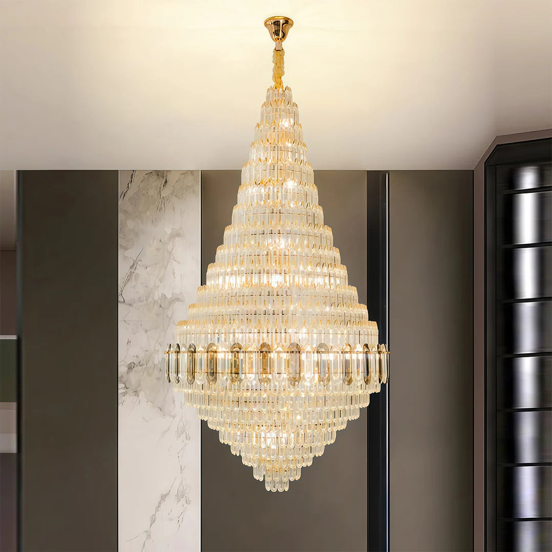 Large Gold Chandelier Luxury Art Glass