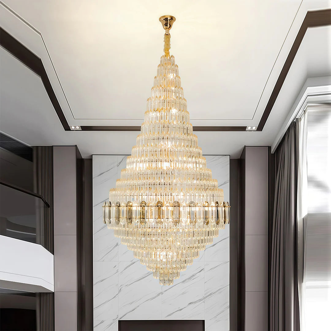 Large Gold Chandelier Luxury Art Glass