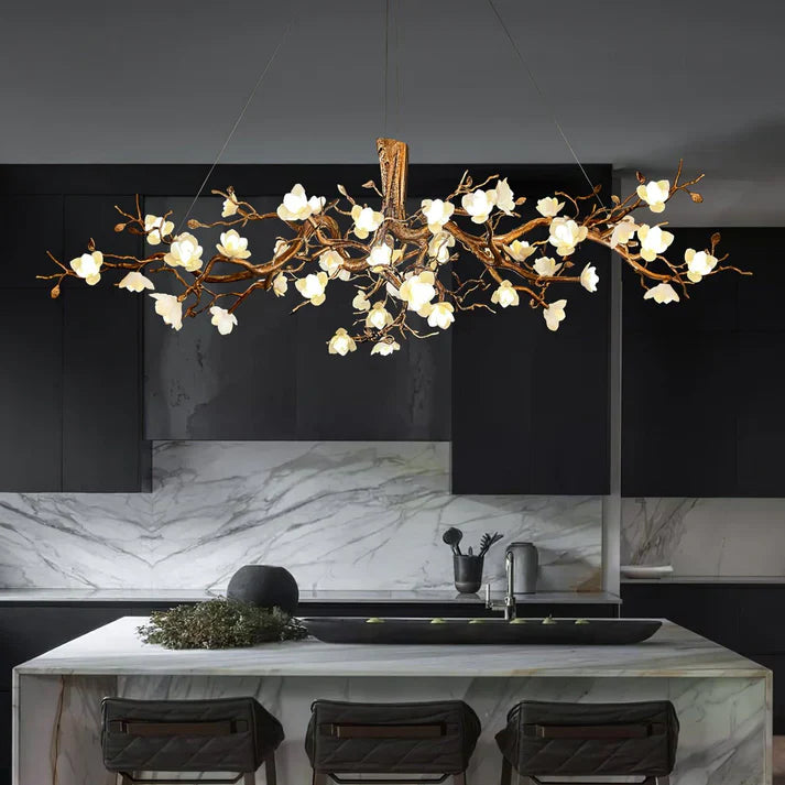 Lior Magnolia Branch & Porcelain Bloom Chandelier