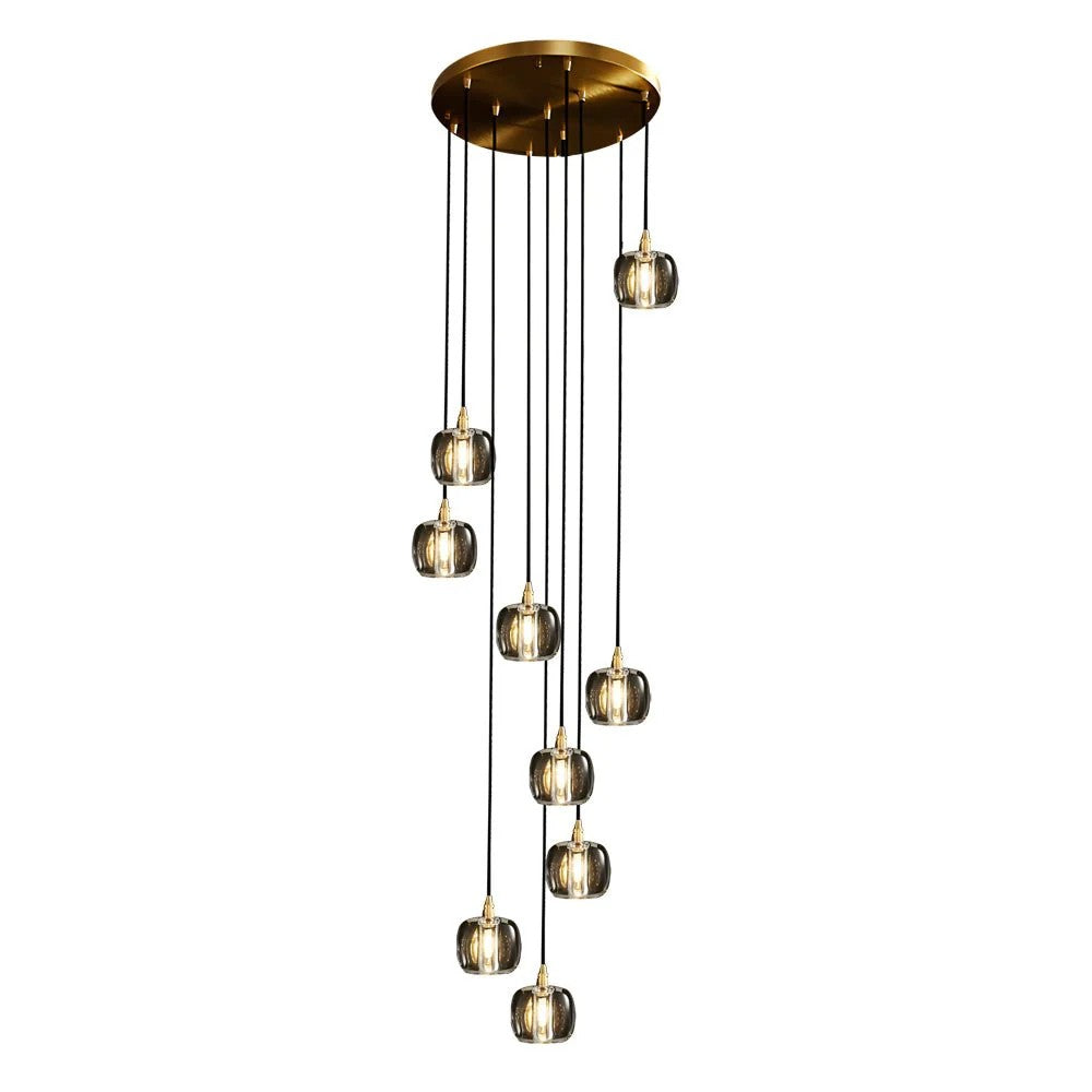 Long Spiral Cubes Crystal Chandelier for Staircase