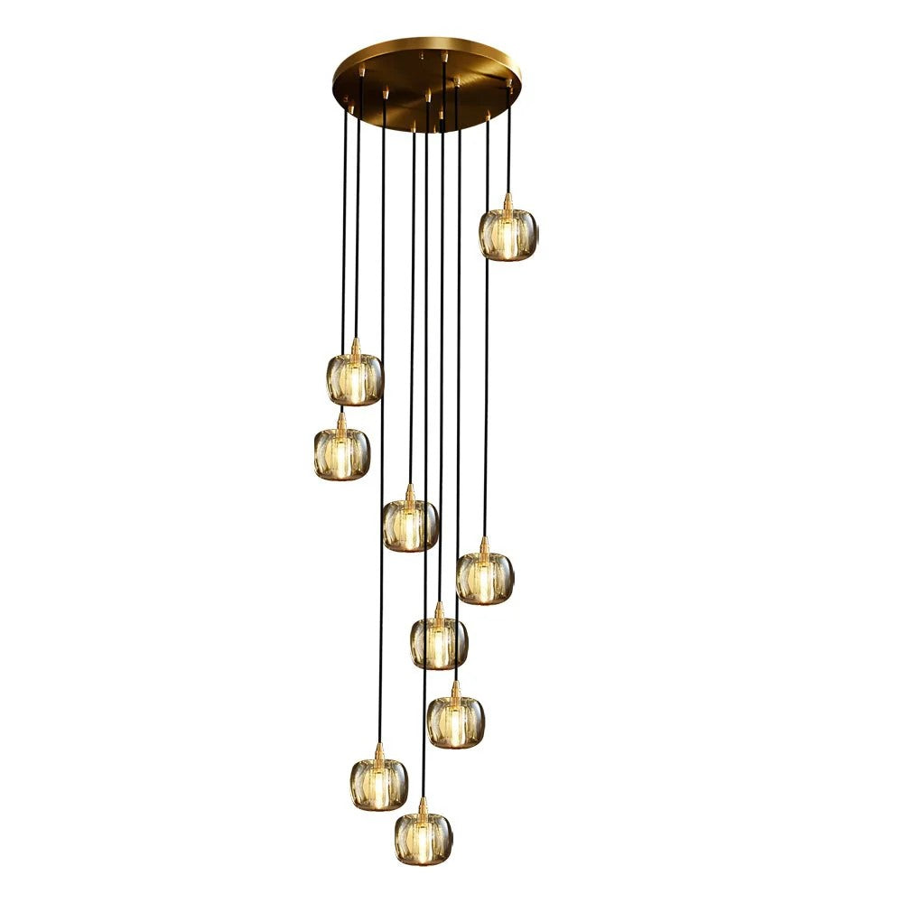 Long Spiral Cubes Crystal Chandelier for Staircase