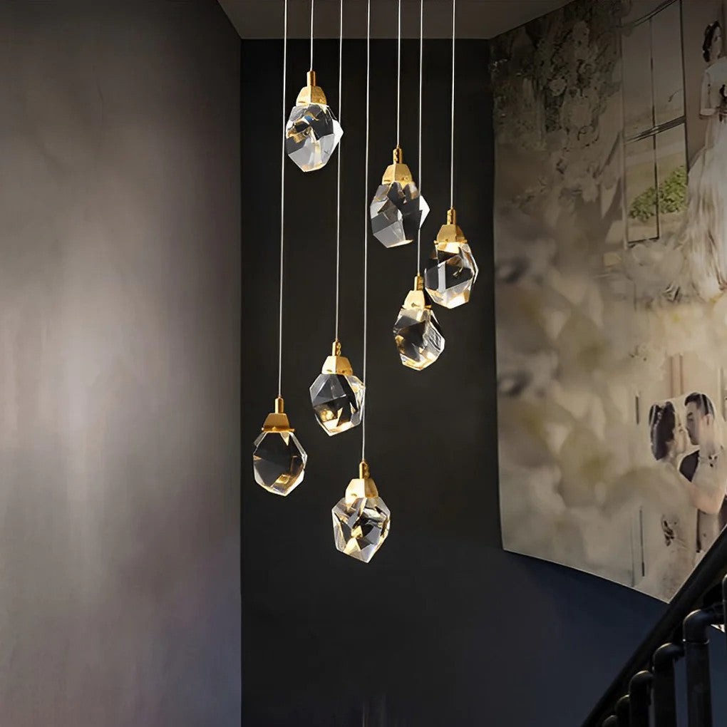 Luxury Staircase Chandelier Modern Spiral Crystal High Ceiling Light