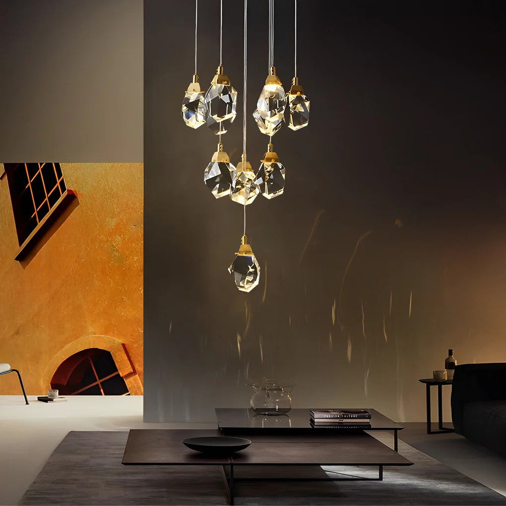 Luxury Staircase Chandelier Modern Spiral Crystal High Ceiling Light