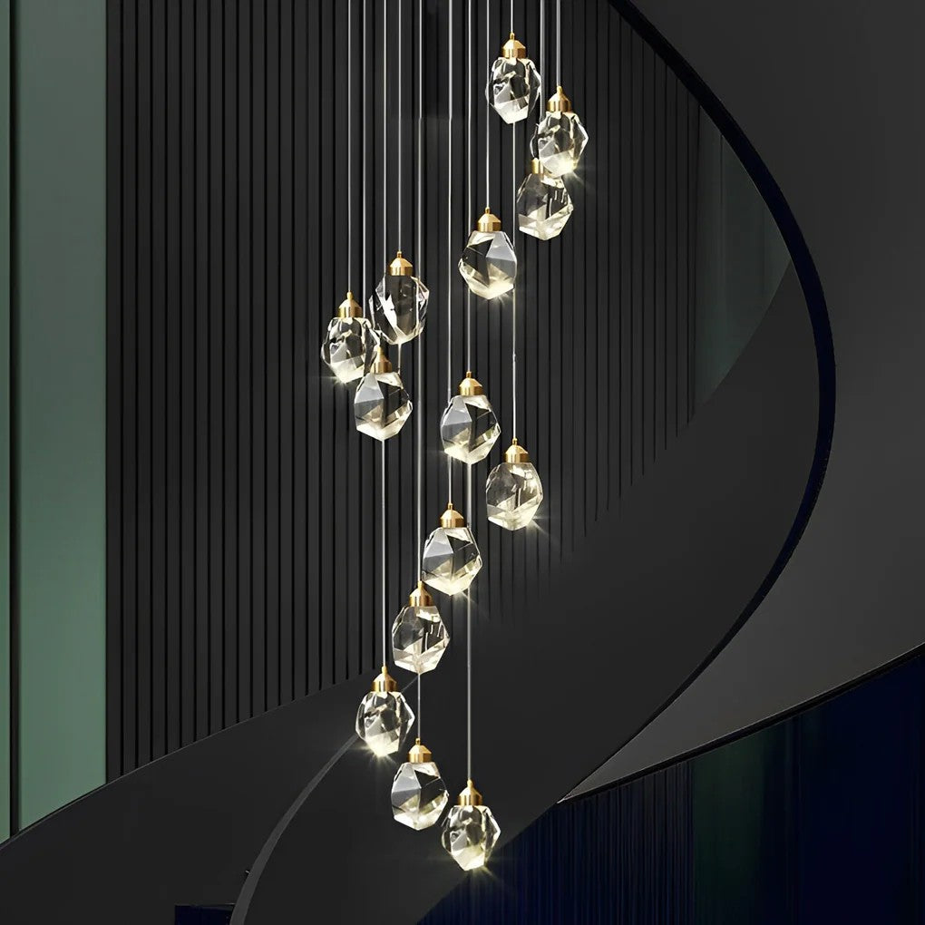 Luxury Staircase Chandelier Modern Spiral Crystal High Ceiling Light