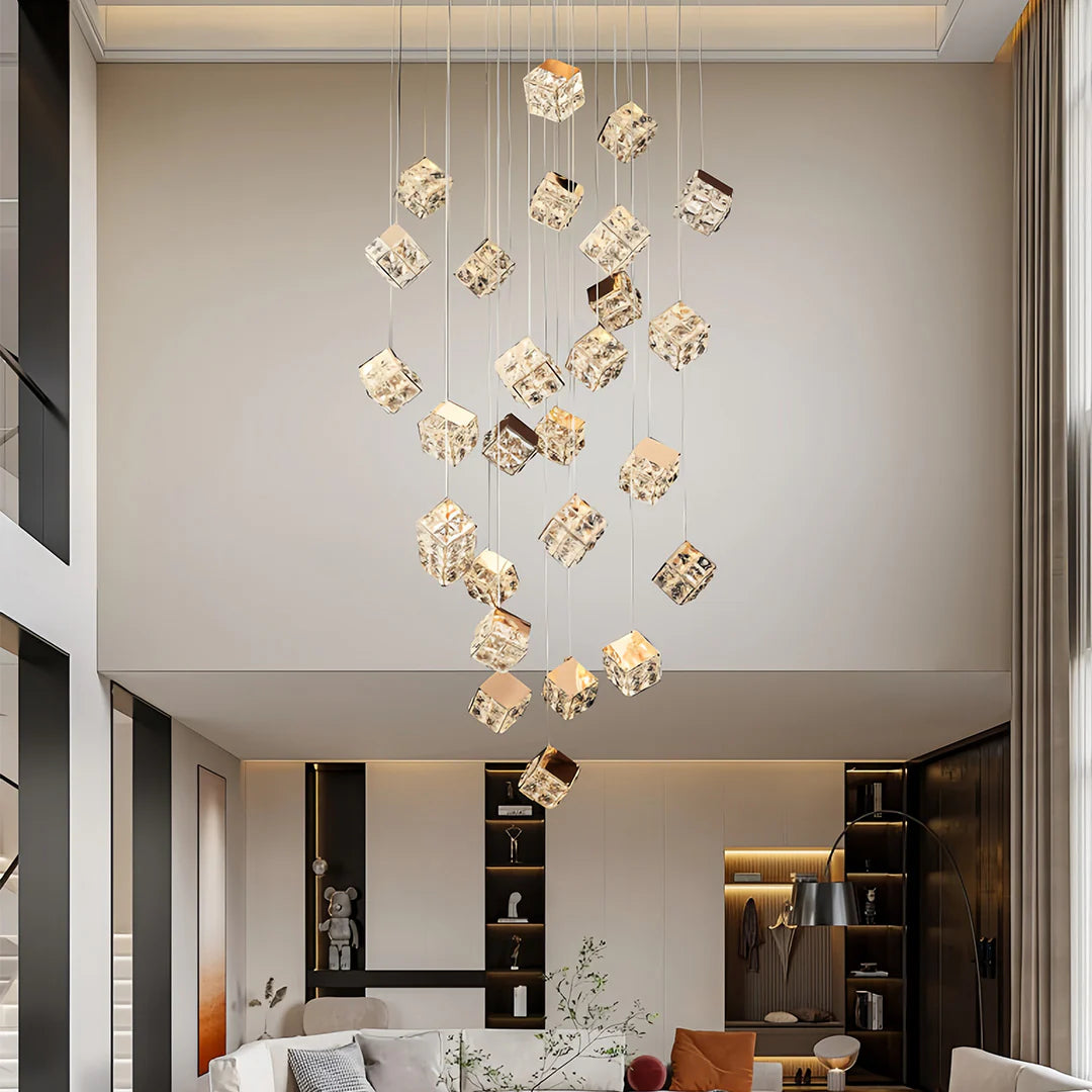 Magic Cube Crystal Staircase Chandelier
