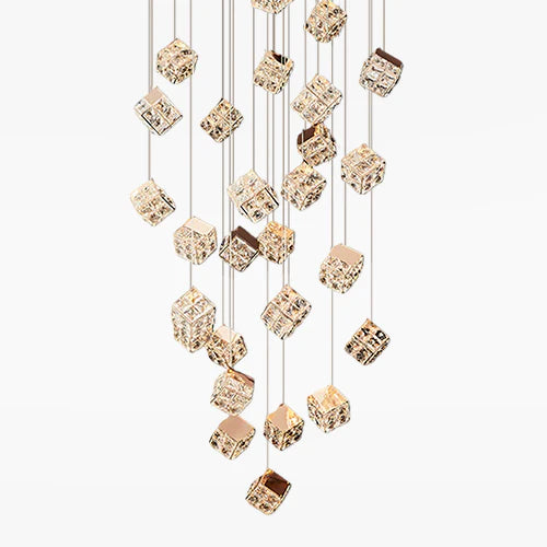 Magic Cube Crystal Staircase Chandelier