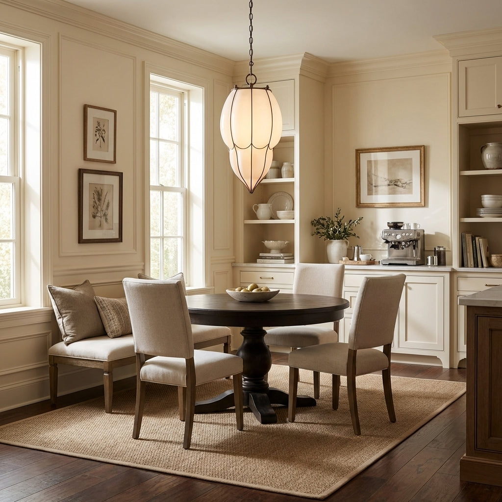 Mara Caged Opal Glass & Brass Large Pendant