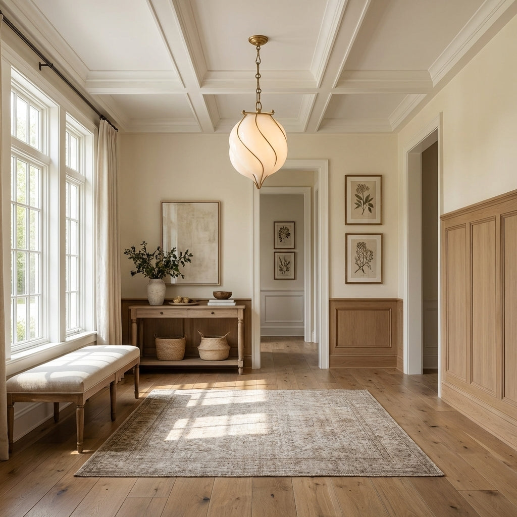 Mara Caged Opal Glass & Brass Small Pendant