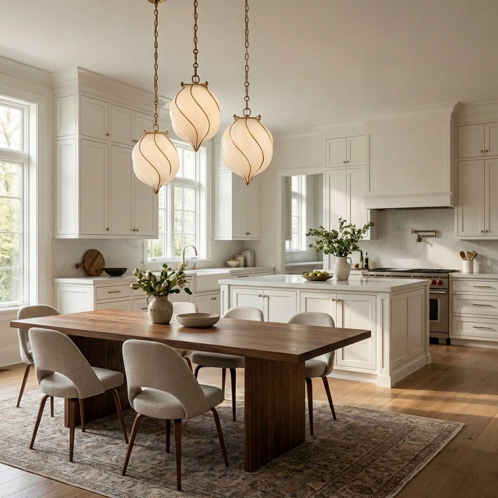 Mara Caged Opal Glass & Brass Small Pendant