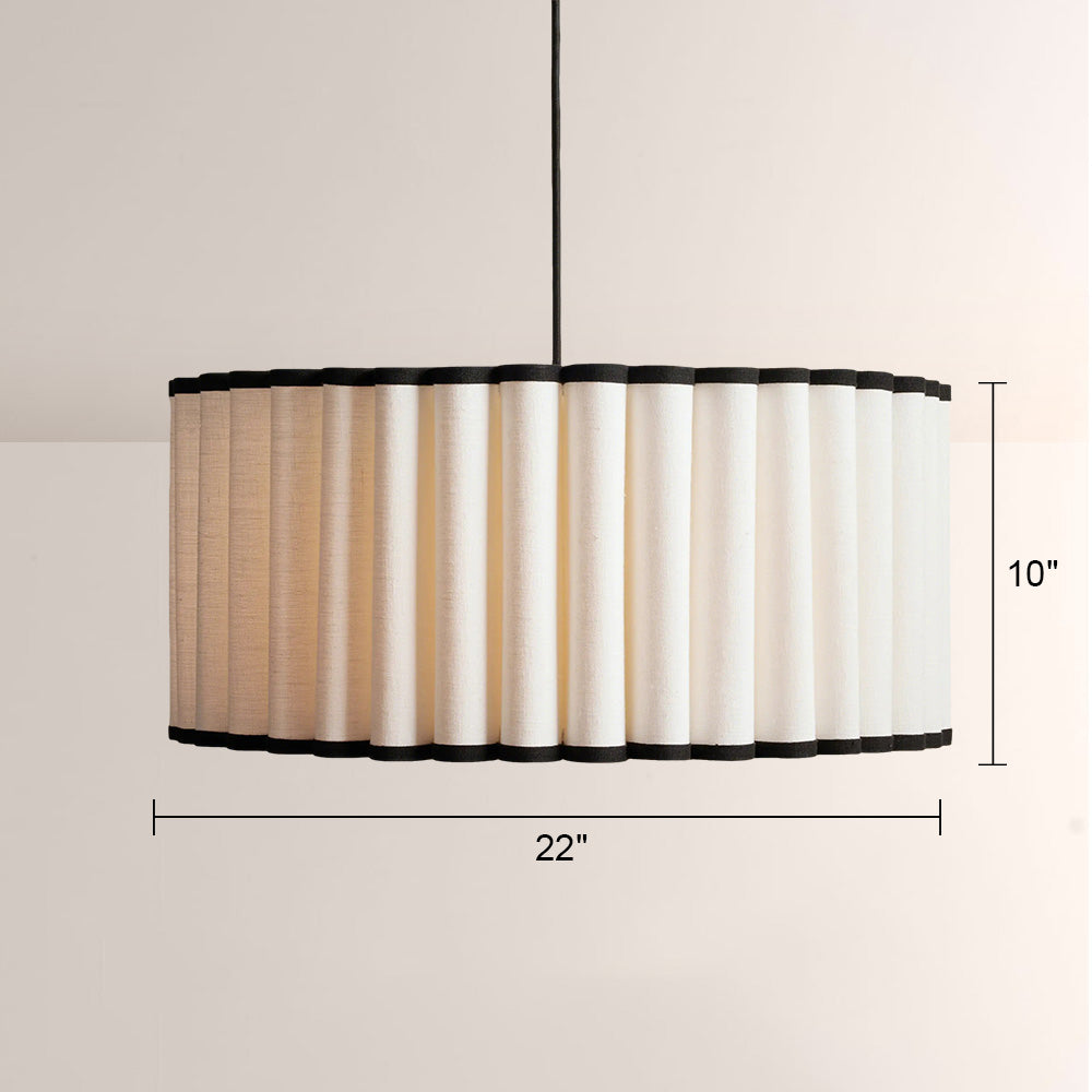 Mara Pleated Linen & Black Trim Pendant