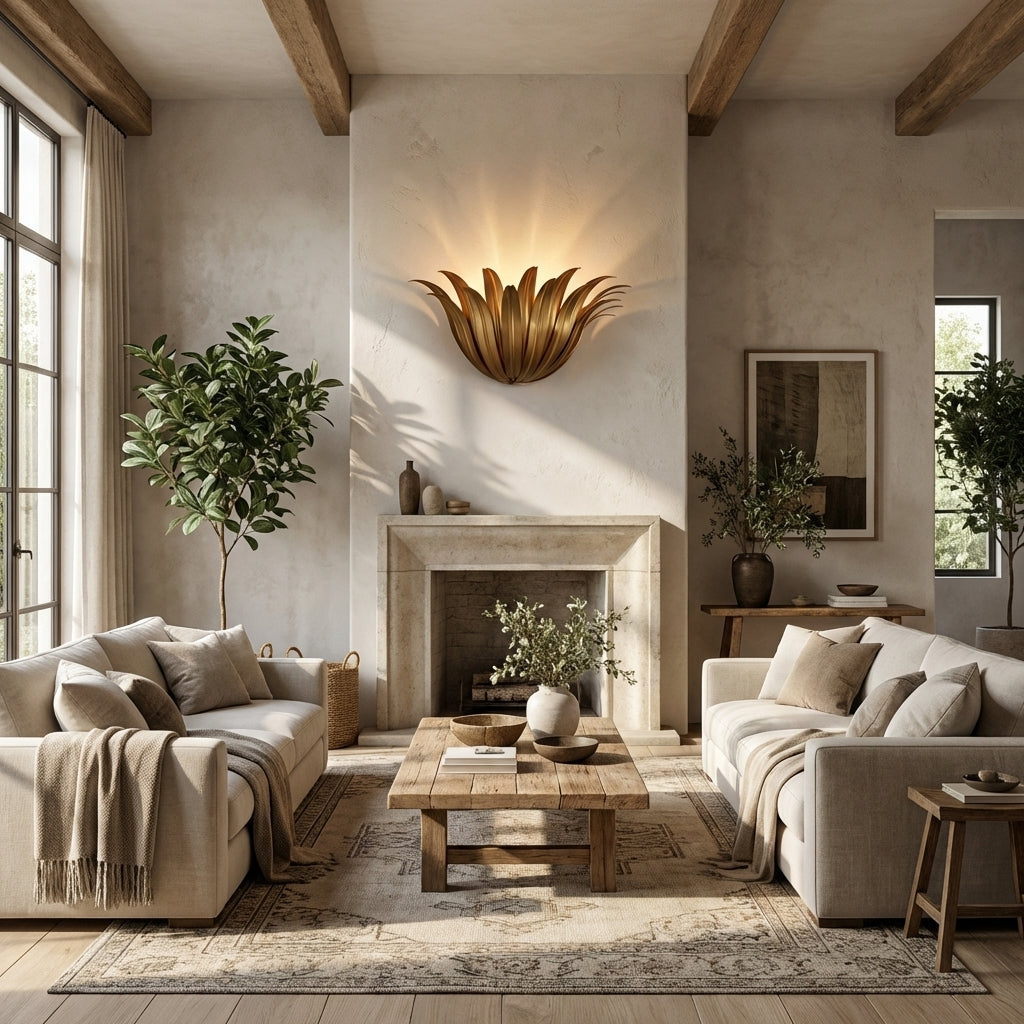 Matilde Palm Leaf & Brass Sconce