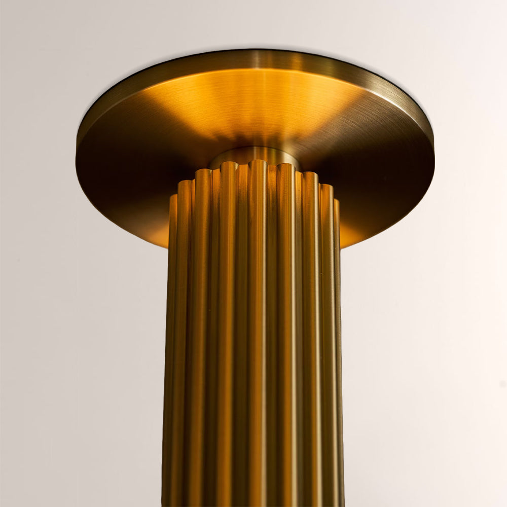 Merlyn Ribbed Brass Opal Glass Flushmount