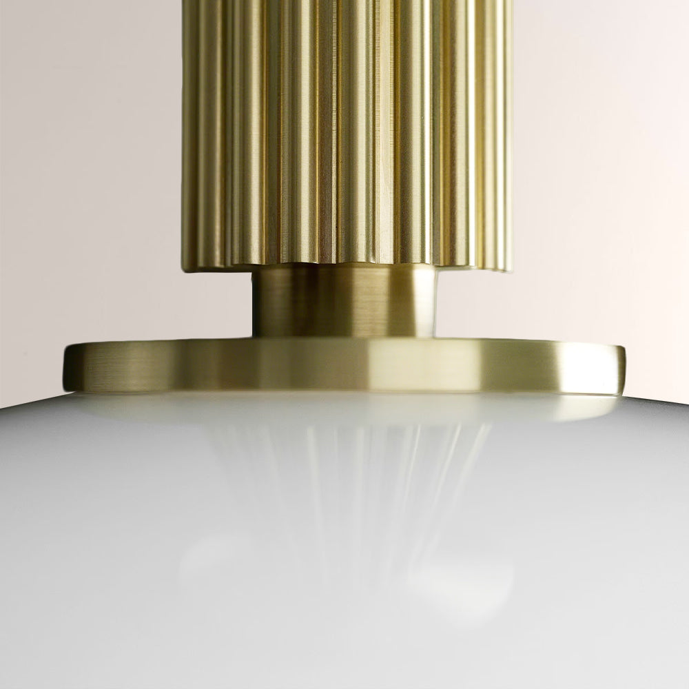 Merlyn Ribbed Brass Opal Glass Flushmount