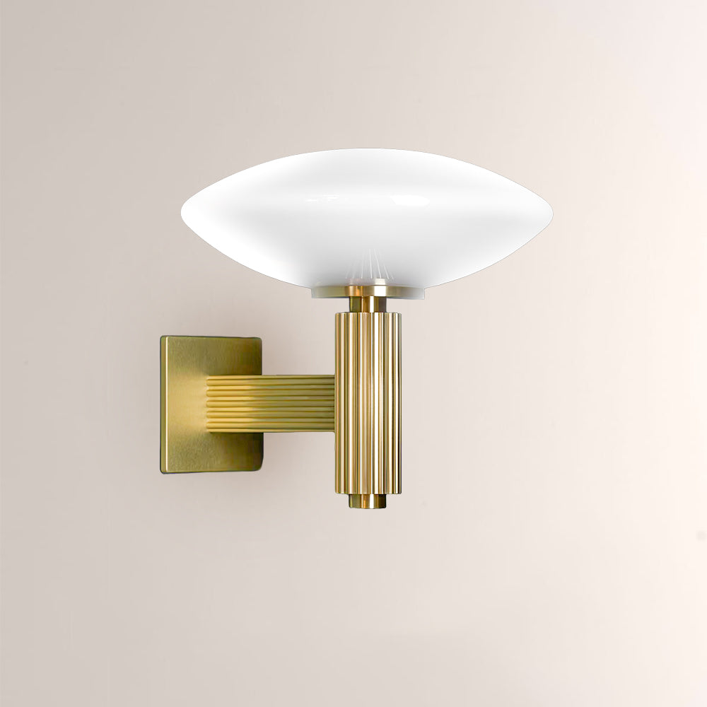 Merlyn Ribbed Brass Opal Glass Wall Sconce