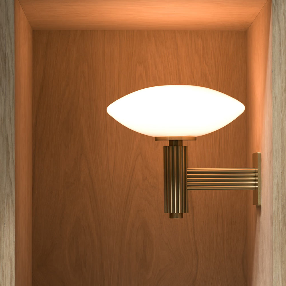 Merlyn Ribbed Brass Opal Glass Wall Sconce