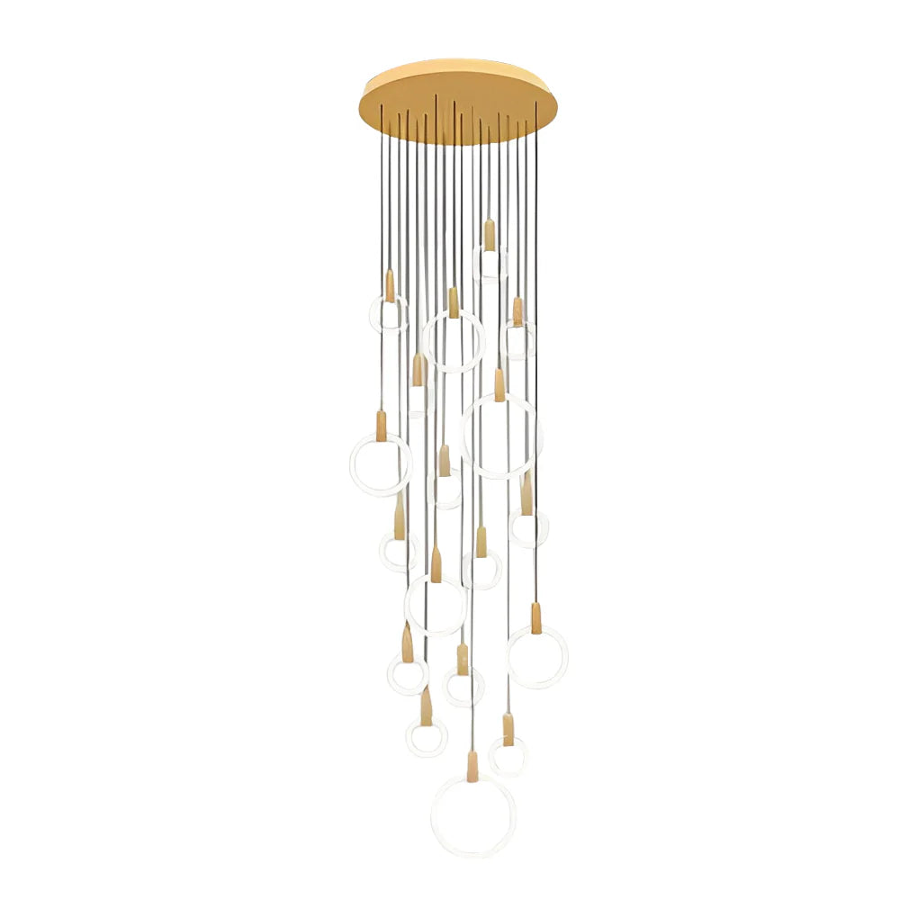 Minimalist Rings Stepless Dimming LED Nordic Duplex Stair Chandelier