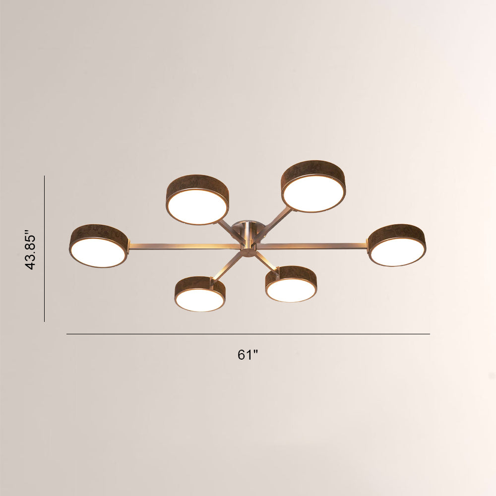 Monterra 6 Arm Modern Semi Flushmount