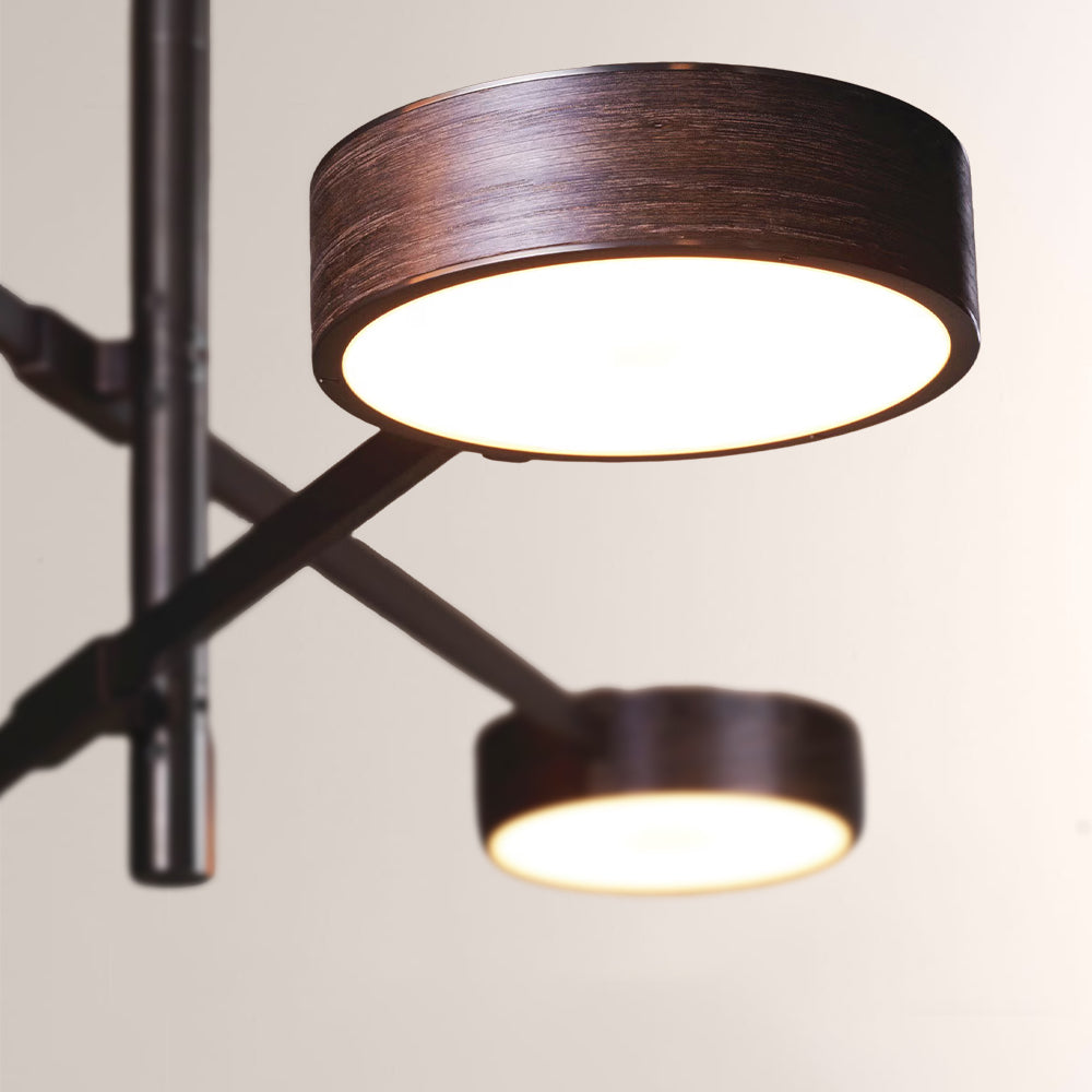 Monterra Cross Arm Wood Grain Disc Chandelier