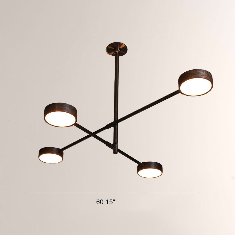 Monterra Cross Arm Wood Grain Disc Chandelier