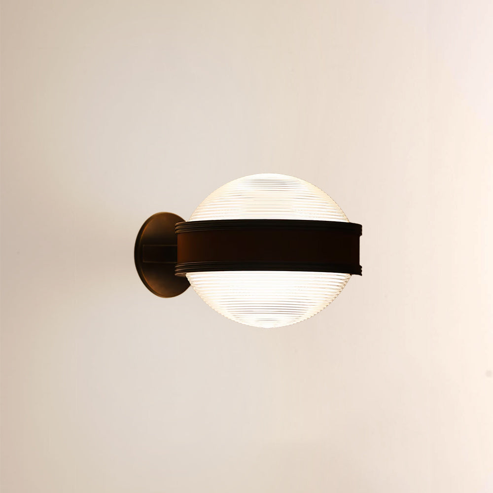 Monterra Leather-Accented Ribbed Glass Sconce
